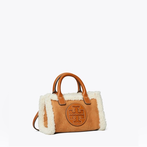 Tory Burch Ella Mini Leather & Shearling Tote. - Picture 3 of 14